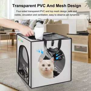FUNADD Přenosná sušicí box pro domácí zvířata, skládací, vhodný pro zvířata do 5kg (Šedý) TopTechnology