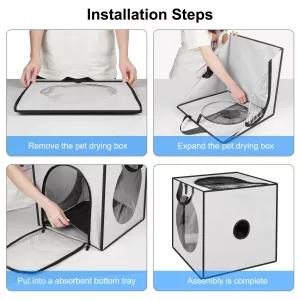 FUNADD Přenosná sušicí box pro domácí zvířata, skládací, vhodný pro zvířata do 5kg (Šedý) TopTechnology