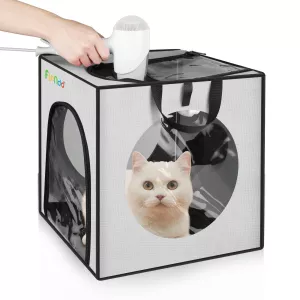 FUNADD Přenosná sušicí box pro domácí zvířata, skládací, vhodný pro zvířata do 5kg (Šedý) TopTechnology