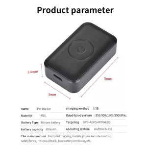 P03 2G Vodotěsný GPS Tracker pro domácí mazlíčky - GPS+AGPS+WiFi+LBS TopTechnology