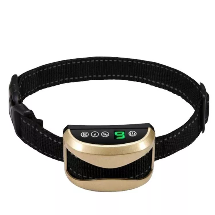 USB dobíjecí voděodolný obojek proti štěkání pro psy s vibrací a zvukem (zlatý) TopTechnology