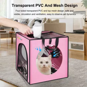 FUNADD Skládací box na sušení zvířat, přenosný, pro domácí zvířata do 5kg (Růžový) TopTechnology