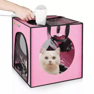 FUNADD Skládací box na sušení zvířat, přenosný, pro domácí zvířata do 5kg (Růžový) TopTechnology