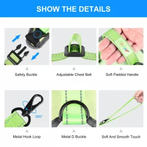 FunAdd Hrudní Popruh pro Psy, Reflexní, Nylon, Velikost S (Zelený) TopTechnology