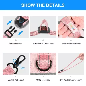 FunAdd Reflexní nylonový postroj pro psy, velikost M (růžový) TopTechnology