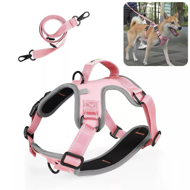 FunAdd Reflexní nylonový postroj pro psy, velikost M (růžový) TopTechnology