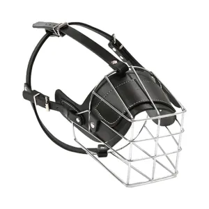Ocelový košík pro psy XXL - ochranný kryt nosu s koženým páskem TopTechnology Ocelový košík pro psy XXL - ochranný kryt nosu s koženým páskem TopTechnology