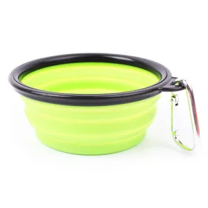 Skládací silikonová miska pro domácí zvířata, cestovní bowl s průměrem 13 cm (Zelená) TopTechnology