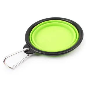 Skládací silikonová miska pro domácí zvířata, cestovní bowl s průměrem 13 cm (Zelená) TopTechnology