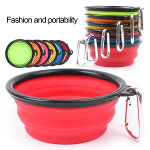 Skládací silikonová miska pro domácí zvířata, cestovní bowl s průměrem 13 cm (Zelená) TopTechnology