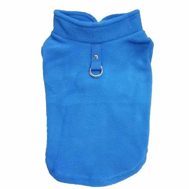 Zimní polar flanelové oblečení pro psy - kabát pro francouzského buldoka a mopsíka, velikost M (modrý) TopTechnology