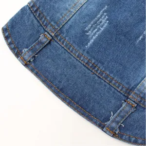 Retro denimová vesta pro psy, velikost M (s čepicí) TopTechnology