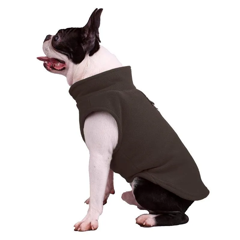 Zimní pánská flanelová bunda pro psy, kabát pro buldočky a psy plemene pug, velikost XL (káva) TopTechnology
