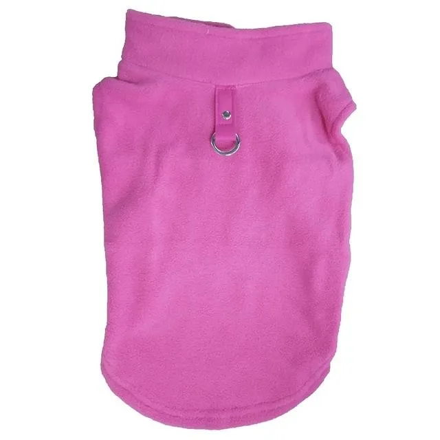 Zimní polar fleece obleček pro psy - kabátek pro francouzské buldogy a mopsíky, velikost S (růžový) TopTechnology