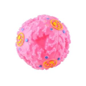 Hračky pro domácí mazlíčky - Měkká kulička s pískáním, průměr 9,2 cm (Růžová) TopTechnology