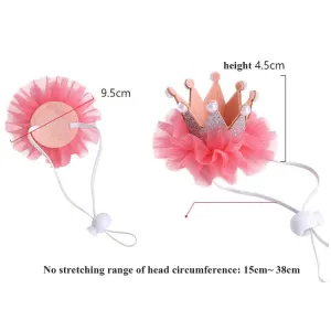 Pet Birthday Suit S Pearl Crown Hat a Trojúhelníkový Šátek - Růžová balónová TopTechnology