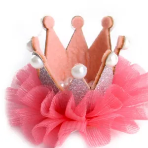 Pet Birthday Suit S Pearl Crown Hat a Trojúhelníkový Šátek - Růžová balónová TopTechnology