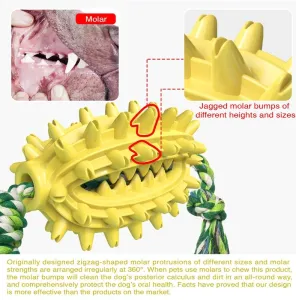 Hračka pro psy s knotem Prickly Pear - Molární tyčinka a kartáč na zuby (Žlutá) TopTechnology