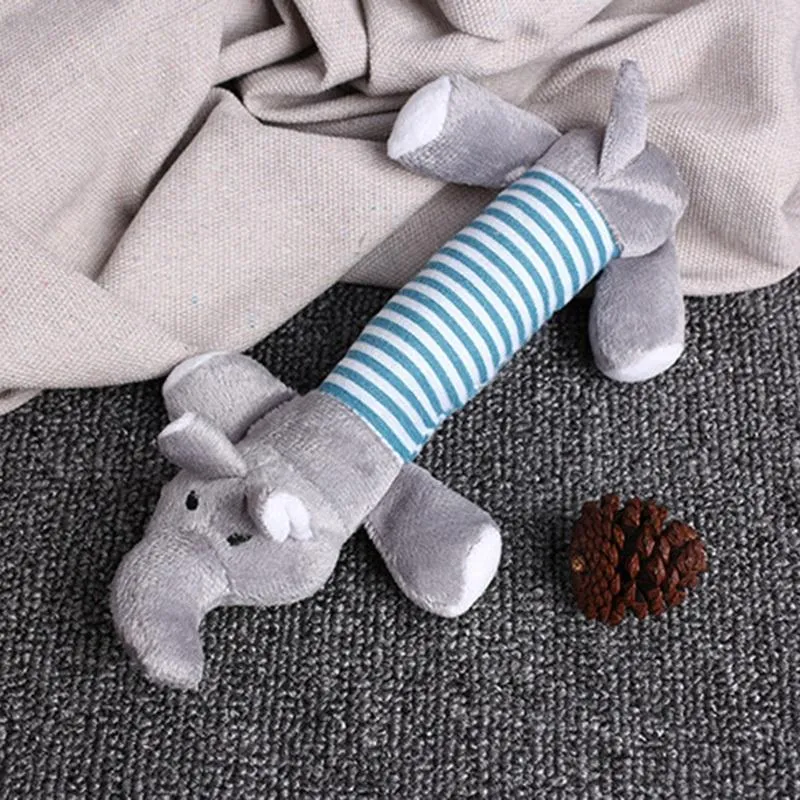 Hračky pro domácí mazlíčky - Animal Cute Long Striped Plush Sounding Pet Toy (Slon) TopTechnology