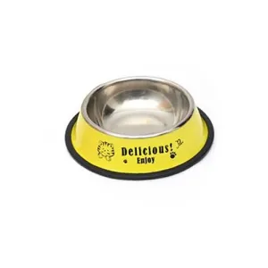 Nerezové misky pro domácí zvířata s protiskluzovým dnem - průměr 13 cm (žluté) TopTechnology