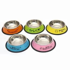 Nerezové misky pro domácí zvířata s protiskluzovým dnem - průměr 13 cm (žluté) TopTechnology