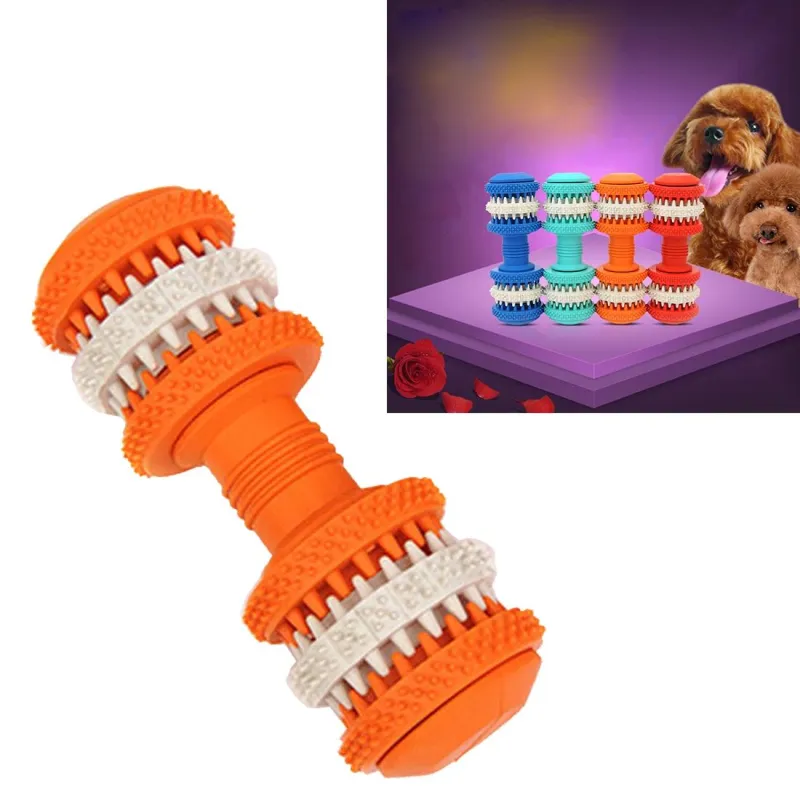 Hračky pro psy - Čisticí a žvýkací hračky pro domácí mazlíčky, velké 15 cm (oranžové) TopTechnology