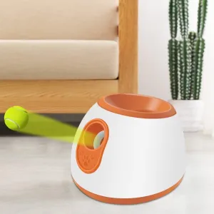 CWFQQ-1 Odpalovač tenisových míčků pro psy, interaktivní hračky, EU zásuvka (oranžová bílá) TopTechnology