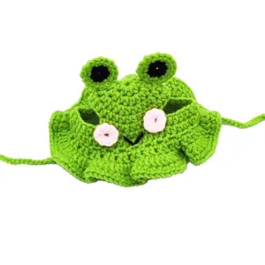 Čepice pro domácí zvířata - pletený klobouk pro kočky a psy, velikost M (Frog Hat) TopTechnology