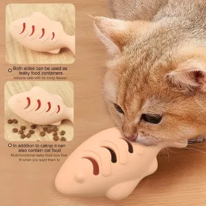 Hračka pro kočky ve tvaru ryby - silikonová (Beige) TopTechnology
