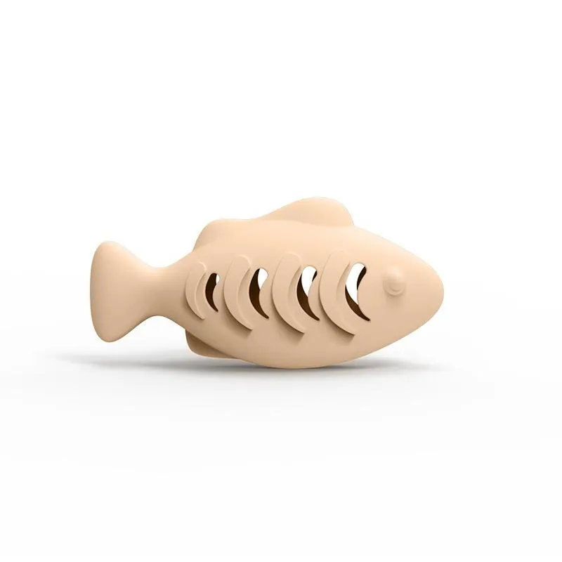 Hračka pro kočky ve tvaru ryby - silikonová (Beige) TopTechnology