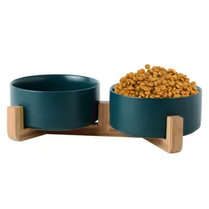 Miska pro kočky a psy 13cm/400ml s dřevěným podstavcem (zelená) TopTechnology Miska pro kočky a psy 13cm/400ml s dřevěným podstavcem (zelená) TopTechnology