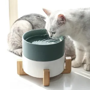Miska pro kočky a psy 13cm/400ml s dřevěným stojanem - Šedá TopTechnology