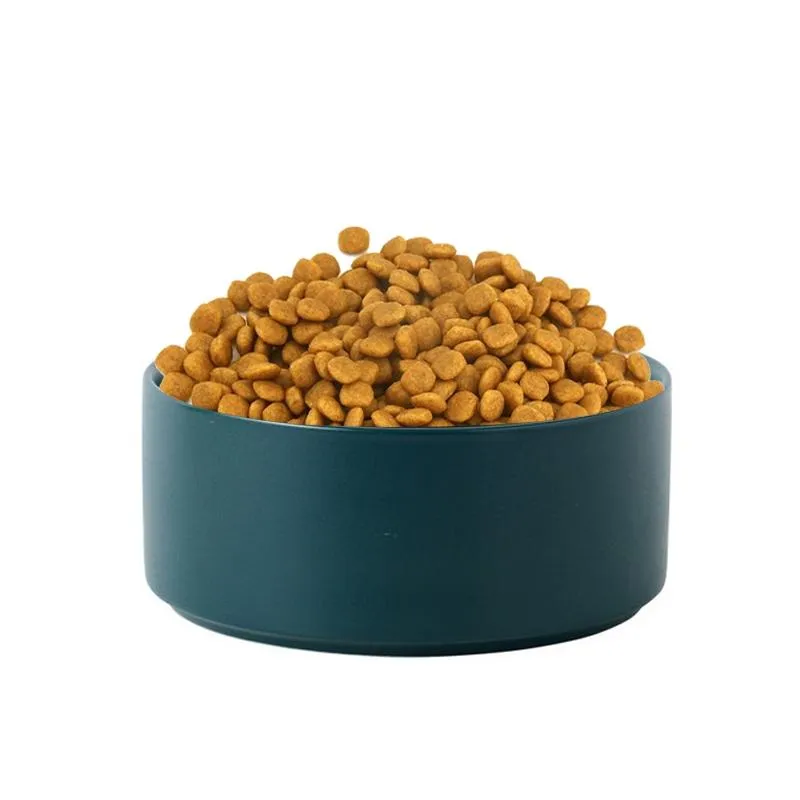 Miska pro kočky a psy 15.5 cm/850 ml, keramická miska s dřevěným stojanem (zelená) TopTechnology