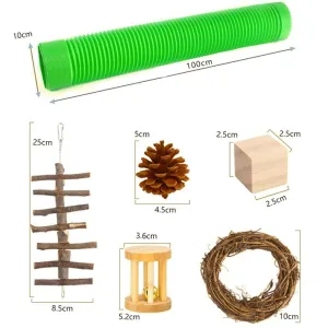 11 PCS / Set Hračky pro Křečky, Králíky a Papoušky - Dřevěné Hračky TopTechnology 11 PCS / Set Hračky pro Křečky, Králíky a Papoušky - Dřevěné Hračky TopTechnology