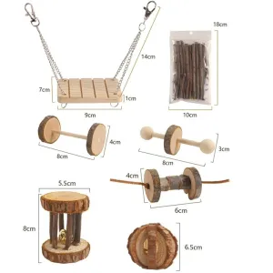 11 PCS / Set Hračky pro Křečky, Králíky a Papoušky - Dřevěné Hračky TopTechnology 11 PCS / Set Hračky pro Křečky, Králíky a Papoušky - Dřevěné Hračky TopTechnology