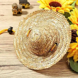 Mini Pet Straw Hat pro kočky a psy - narozeninová party, sluneční clona, XL 20cm TopTechnology