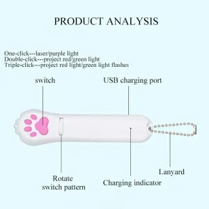 Interaktivní projektor pro kočky - USB dobíjecí projektor s LED vzory a červeným laserem TopTechnology